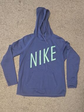 Nike Navy Pullover Hoodie with Lime Accent